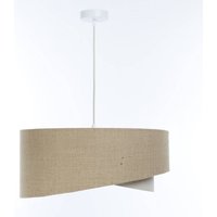 Hängeleuchte Stoff Natur Creme E27 rund D: 60 cm Boho von BPS Koncept