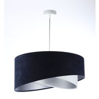 Hängeleuchte Stoff Schirm Ø 50 cm E27 in Blau Weiß Silber von BPS Koncept