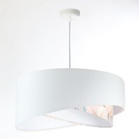 Hängeleuchte Weiß Creme E27 rund Ø 50 cm Stoff Velours Optik von BPS Koncept