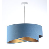 Hängeleuchte rund D: 50 cm E27 Blau Gold Stoff Velours Optik von BPS Koncept
