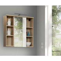Hängeschrank Veris mit Spiegel und LED-Beleuchtung Weiß/Sonoma Eiche