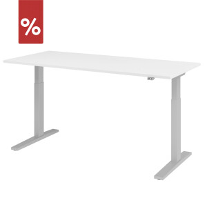 Hammerbacher elektrischer Schreibtisch XMKA19 180x80cm Weiß/Silber - Aktionsmodell Hammerbacher elektrischer Schreibtisch XMKA19 180x80cm Weiß/Silber - Aktionsmodell
