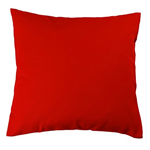 Hans-Textil-Shop Kissenbezug 50x50 cm Uni Rot Baumwolle Canvas Dekokissen Kissenhülle Couchkissen Sofakissen Deko Reißverschluss von Hans-Textil-Shop