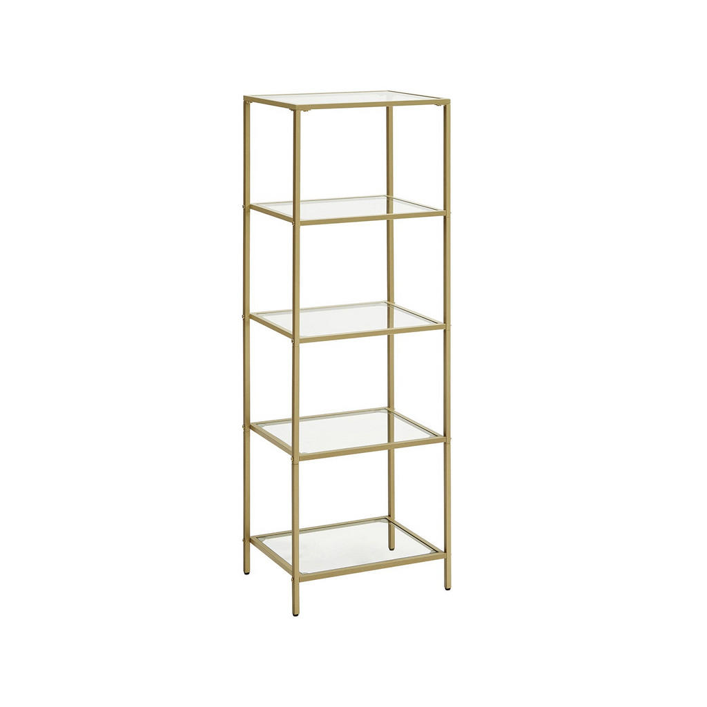 Hansiro Standregal, Gold, Glas, 30x125x40 cm, Wohnzimmer, Regale, Bücherregale von Hansiro