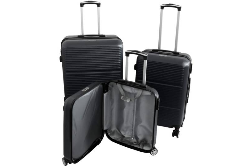 Hartschalenkoffer Trolley Set 3-teilig schwarz XL-L-M mit Zahlenschloss