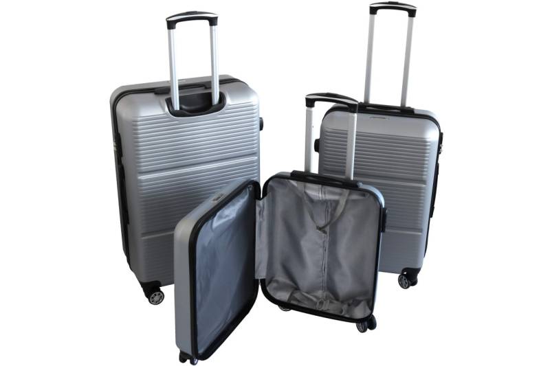 Hartschalenkoffer Trolley Set 3-teilig silber XL-L-M mit Zahlenschloss