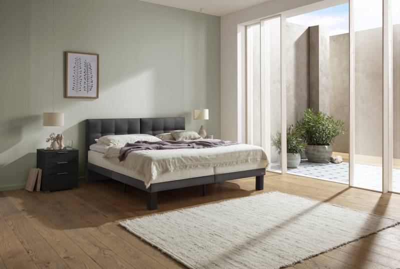 Hasena Boxspringbett Barletta, Bezugsfarbe: Kul smoke, Metallfarbe: Anthracit, verschiedene Größen