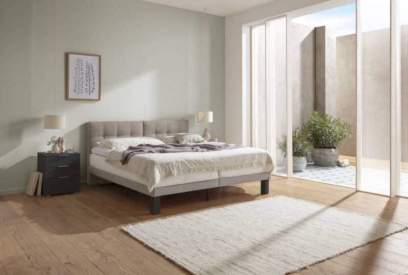 Hasena Boxspringbett Barletta, Bezugsfarbe: Pepe grey, Metallfarbe: Anthracit, verschiedene Größen