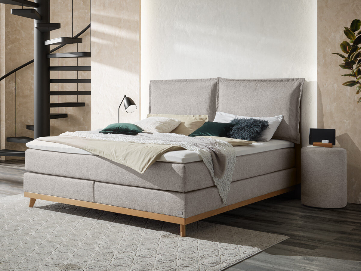 Hasena Boxspringbett Imelda Pronto 140 x 200 cm Pace light grey (840) Elegance Top