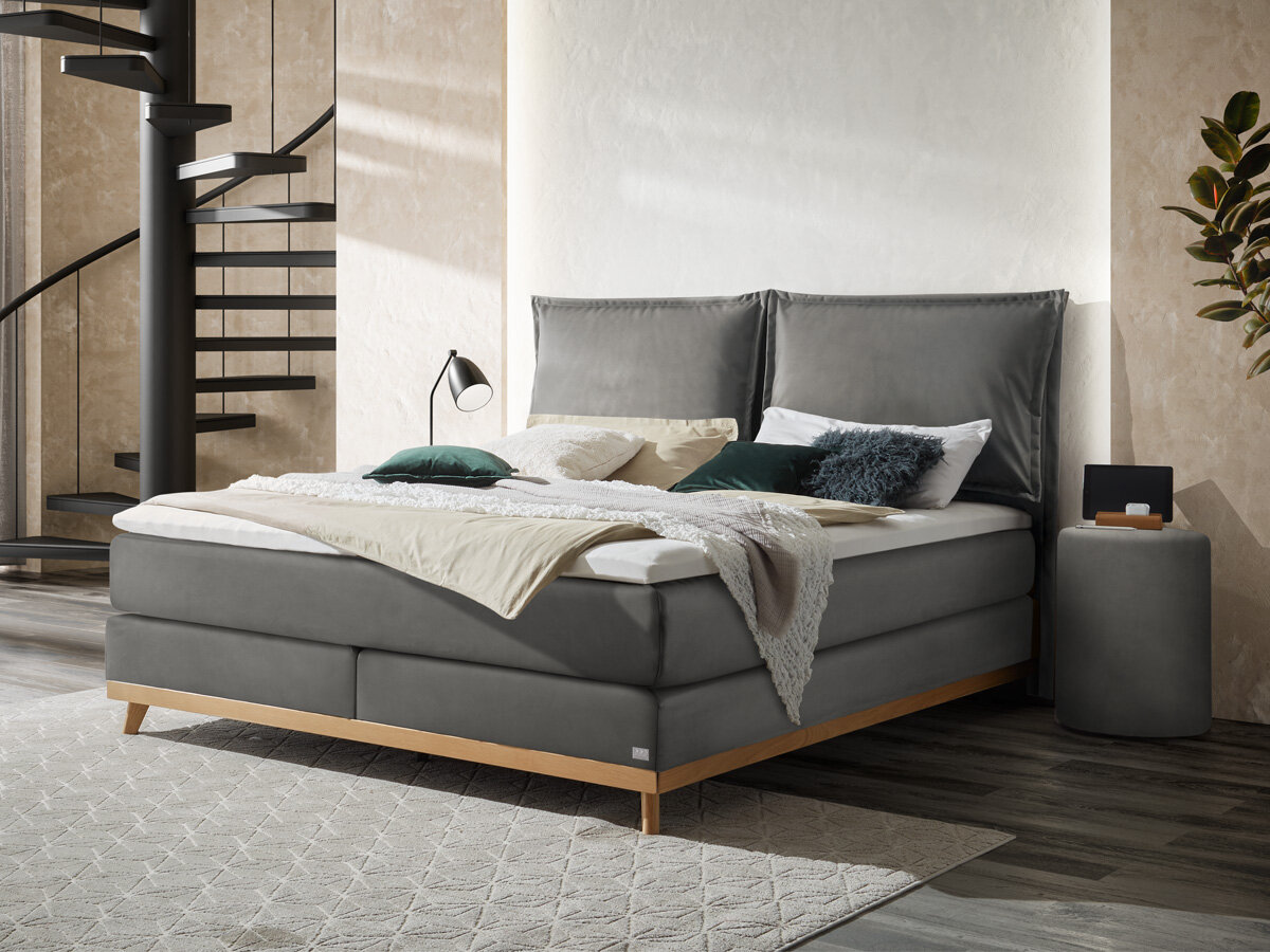 Hasena Boxspringbett Imelda Pronto 180 x 200 cm Monet steel (835) Elegance Top