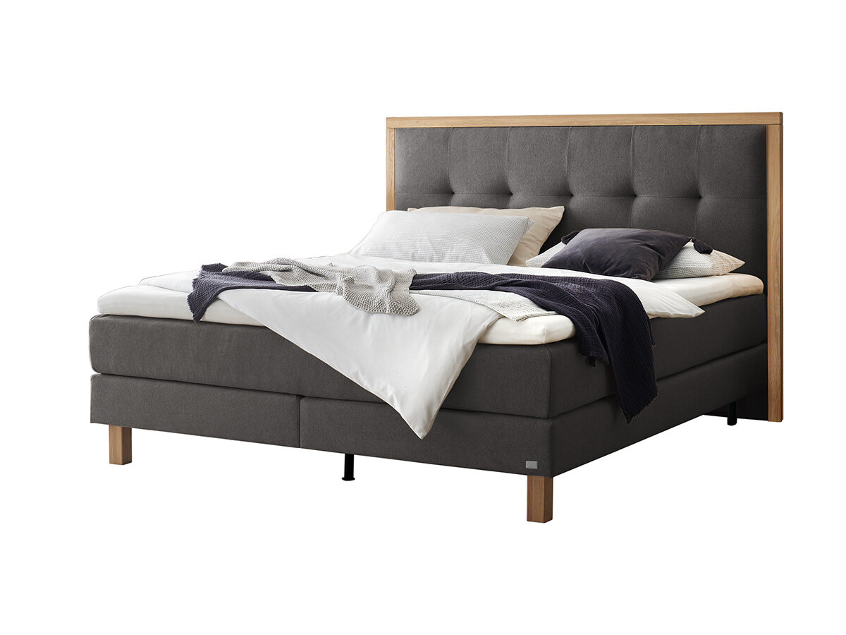 Hasena Boxspringbett Solara Pronto 140 x 200 cm Pace grey (841) Elegance Top