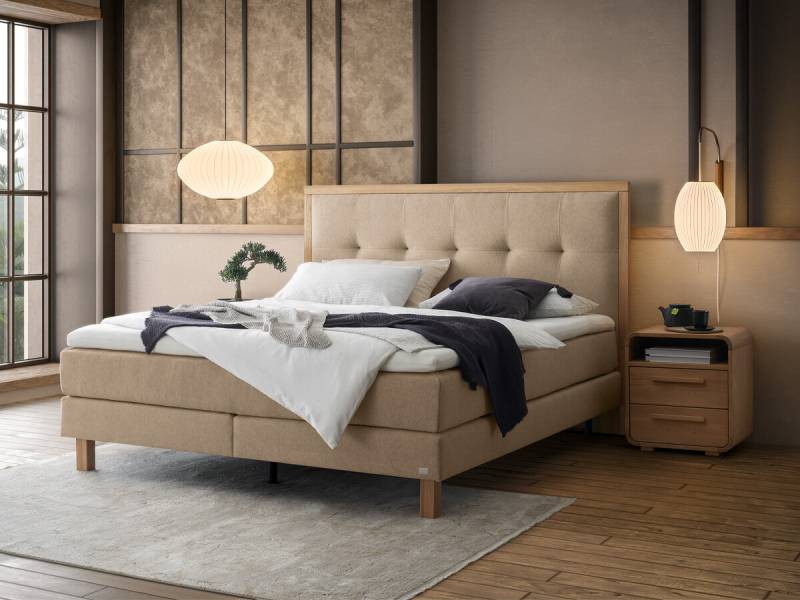 Hasena Boxspringbett Solara Pronto 200 x 200 cm Pace sand (842) Glamour Top