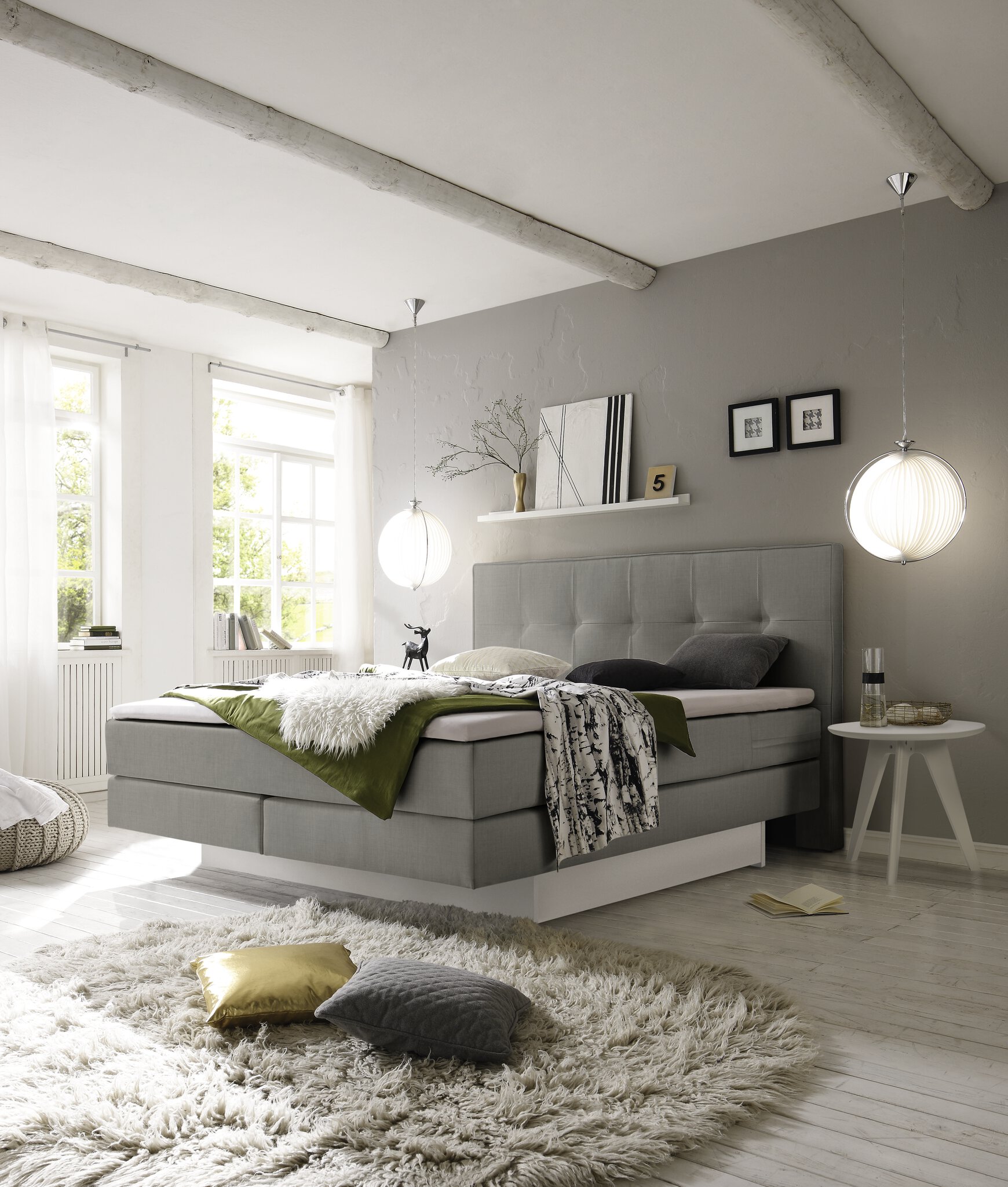 Hasena Boxspringbett inkl. Stauraum Miami, Farbe: ublade: MDF weiss / Front Bettkasten: 10-Buche weiss deckend, lackiert, Bezugsfarbe: Pepe grey, verschiedene Größen Hasena Boxspringbett inkl. Stauraum Miami, Farbe: ublade: MDF weiss / Front Bettkasten: 10-Buche weiss deckend, lackiert, Bezugsfarbe: Pepe grey, verschiedene Größen