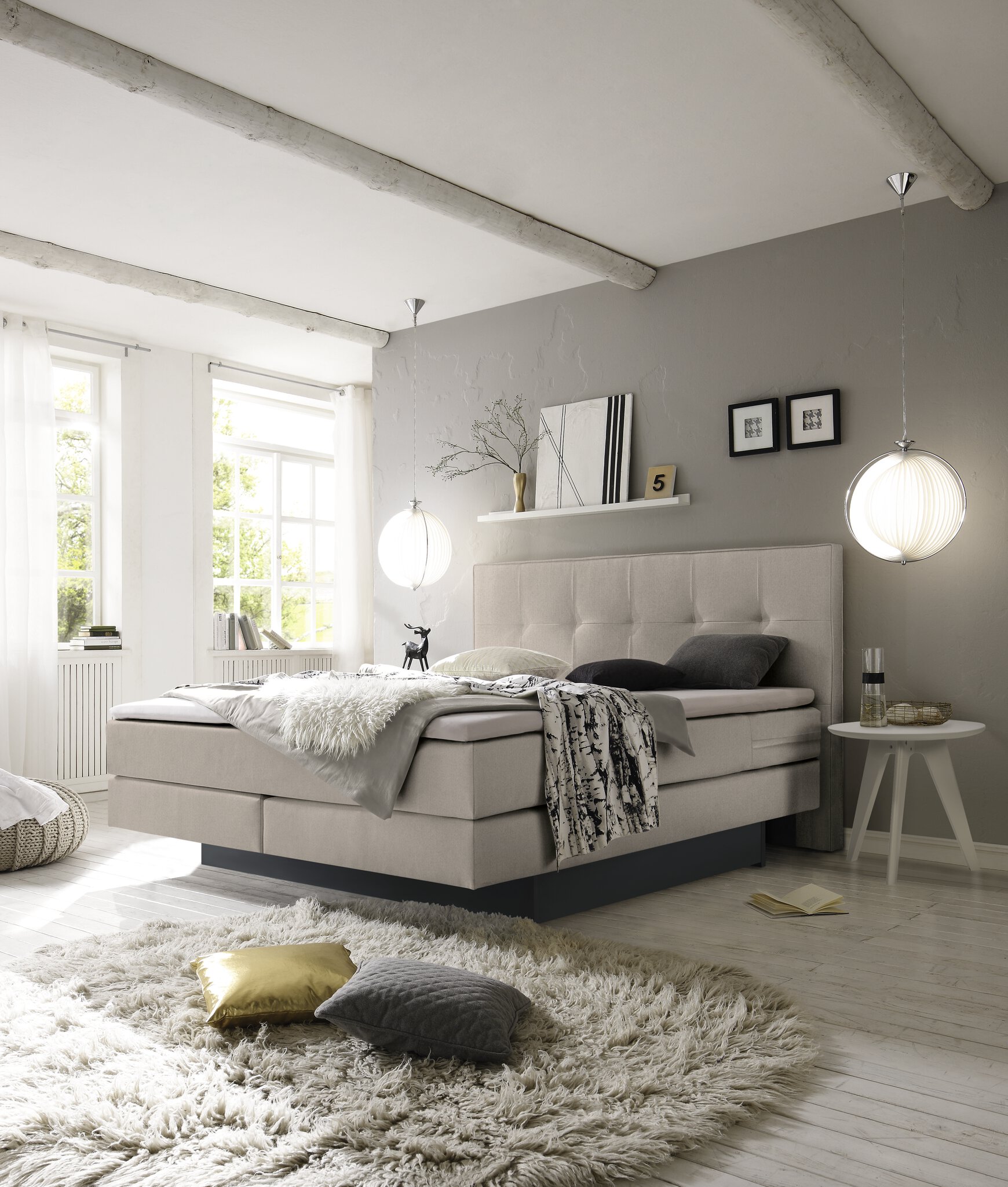 Hasena Boxspringbett inkl. Stauraum Miami, Farbe: ublade: MDF weiss / Front Bettkasten: 16-Buche anthracit deckend, lackiert, Bezugsfarbe: Pepe beige, verschiedene Größen Hasena Boxspringbett inkl. Stauraum Miami, Farbe: ublade: MDF weiss / Front Bettkasten: 16-Buche anthracit deckend, lackiert, Bezugsfarbe: Pepe beige, verschiedene Größen