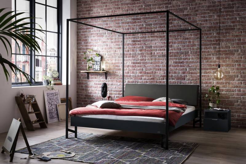 Hasena Himmelbett Cileno, Farbe: Anthracit, Bezugsfarbe: Kul smoke, Metallfarbe: Anthracit, verschiedene Größen
