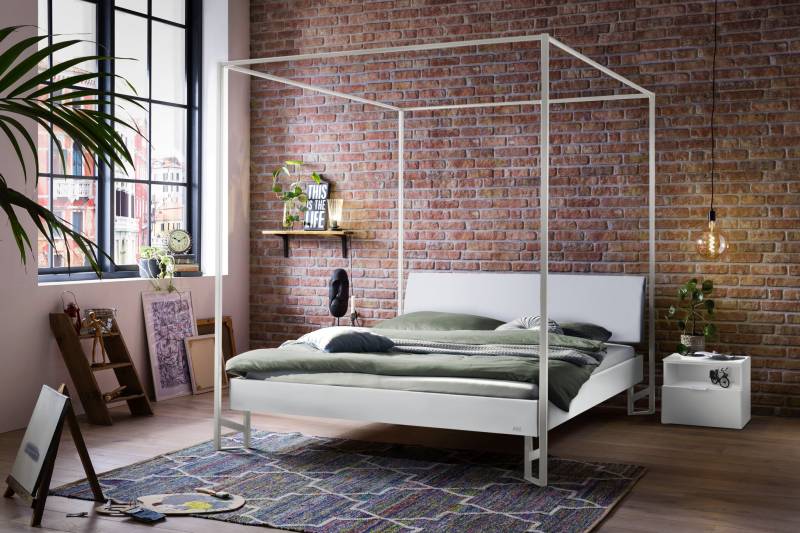 Hasena Himmelbett Cileno, Farbe: Weiss, Bezugsfarbe: Kul white, Metallfarbe: White, verschiedene Größen