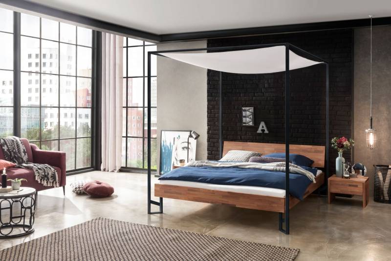 Hasena Himmelbett Luvela, Farbe: Nussbaum, geölt, Metallfarbe: Anthracit, verschiedene Größen