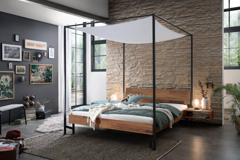Hasena Himmelbett Sobela, Farbe: Nussbaum, geölt, Metallfarbe: Anthracit, verschiedene Größen
