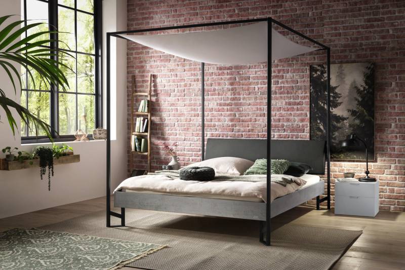 Hasena Himmelbett Velino, Farbe: Beton Nachbildung, Bezugsfarbe: Kul smoke, Metallfarbe: Anthracit, verschiedene Größen