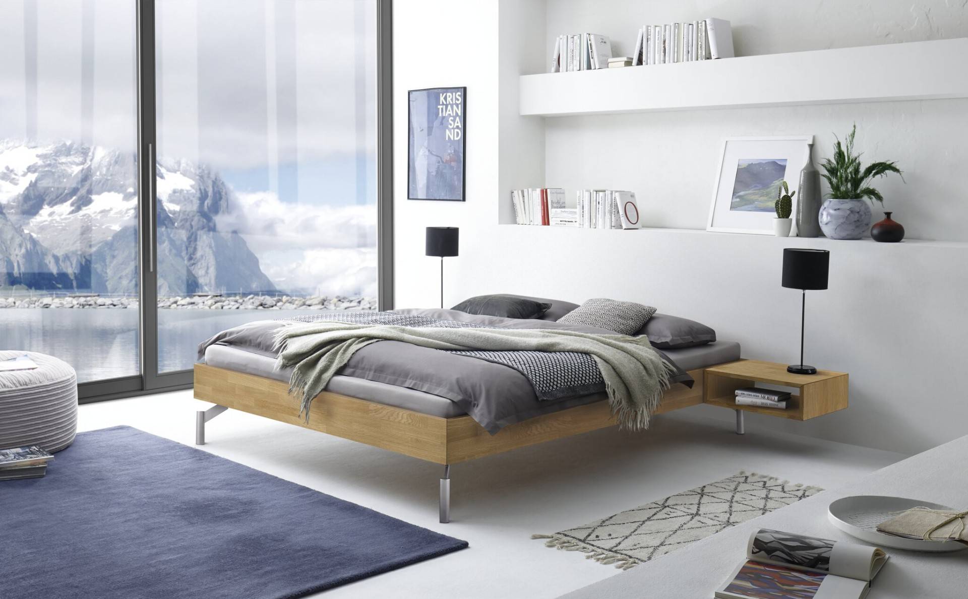 Hasena Massivholzbett Cardella, Farbe: -Eiche bianco, geölt, Metallfarbe: Alu, verschiedene Größen Hasena Massivholzbett Cardella, Farbe: -Eiche bianco, geölt, Metallfarbe: Alu, verschiedene Größen
