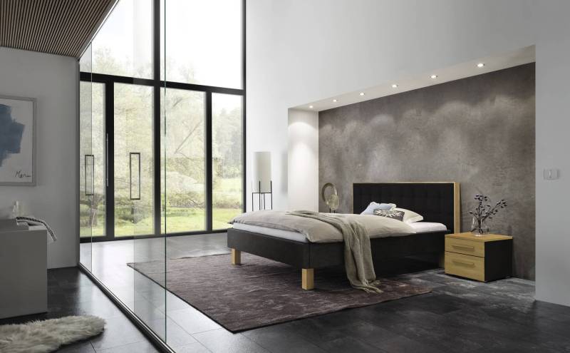 Hasena Polsterbett Noah, Farbe: Eiche bright, geölt, Bezugsfarbe: Buffalo shale, verschiedene Größen
