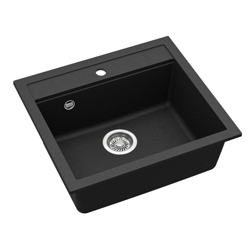 Helika Einbauspüle Granitverbundstoff Quadro 56 cm x 51 cm Schwarz von HELIKA