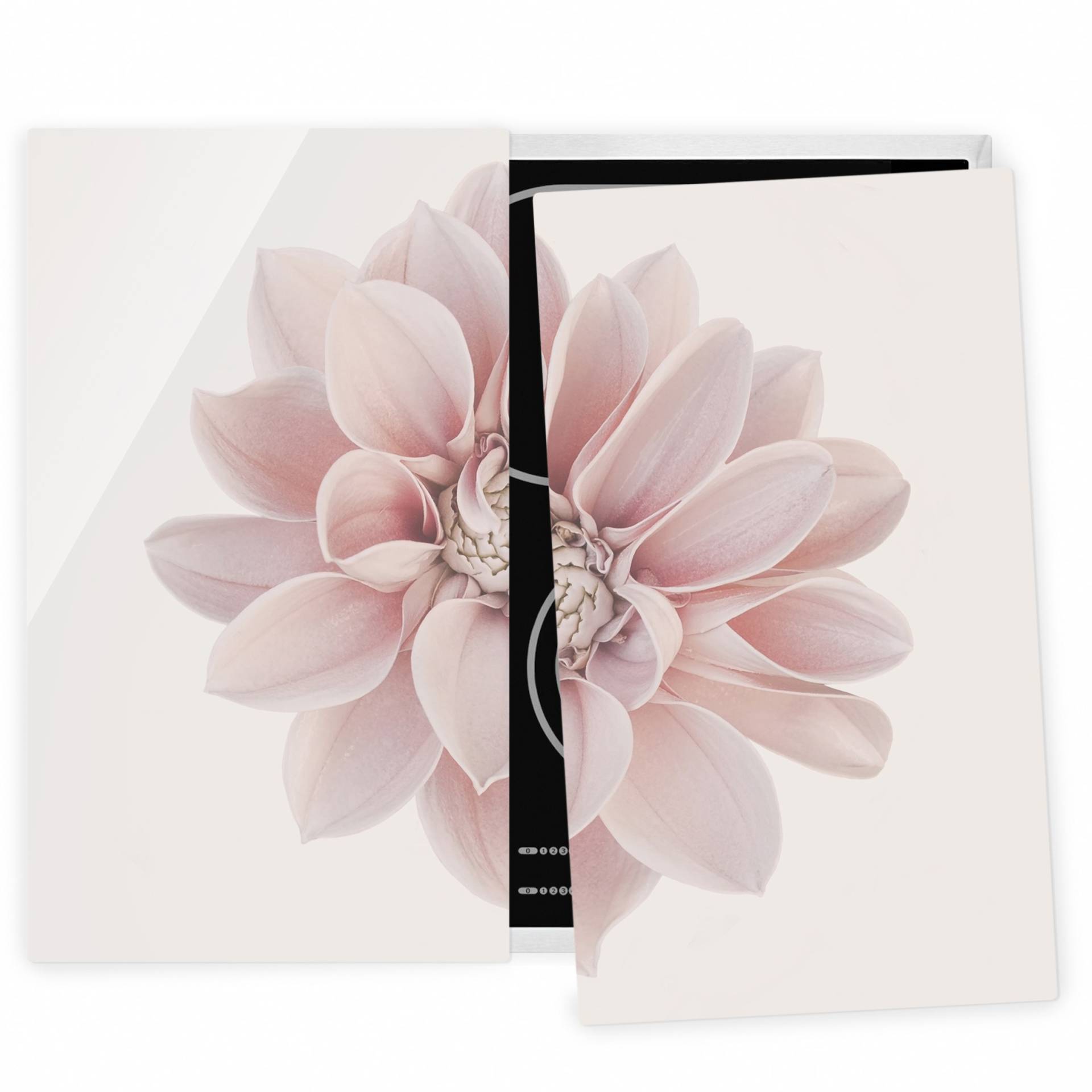 Herdabdeckplatte Dahlie Blume Pastell Weiß Rosa