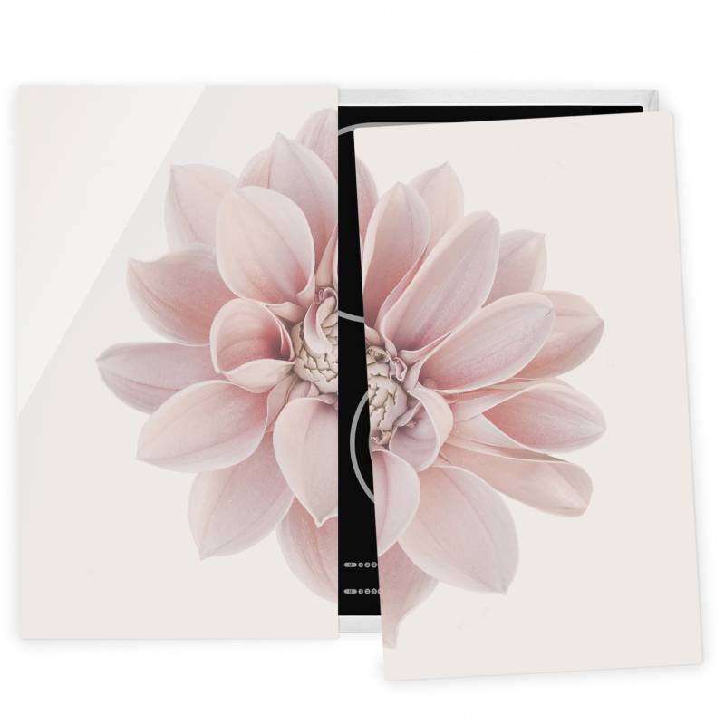 Herdabdeckplatte Dahlie Blume Pastell Weiß Rosa