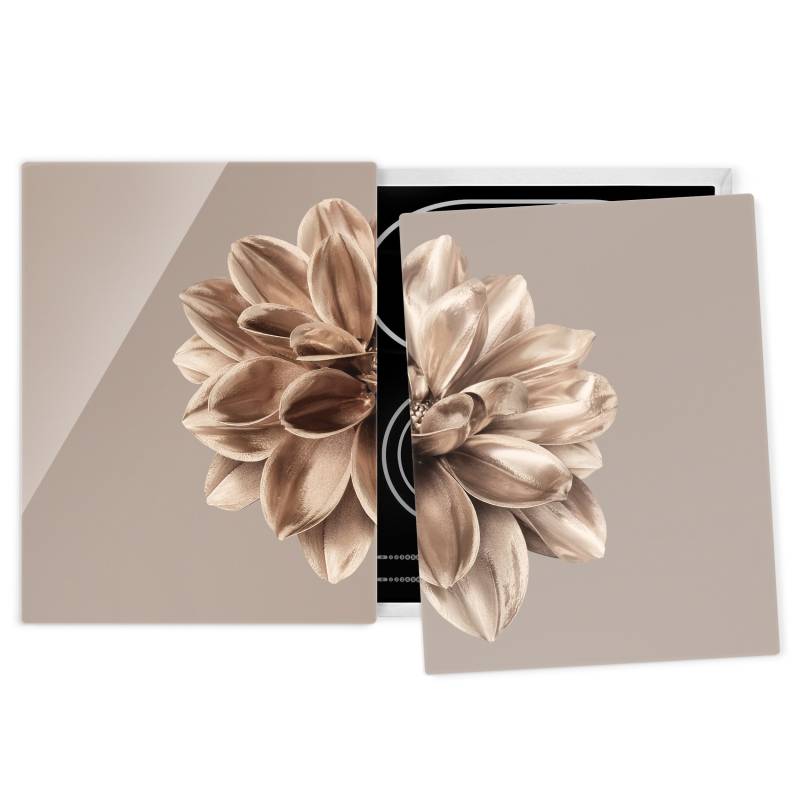 Herdabdeckplatte Dahlie Bronze Metallic Mokka Zentriert