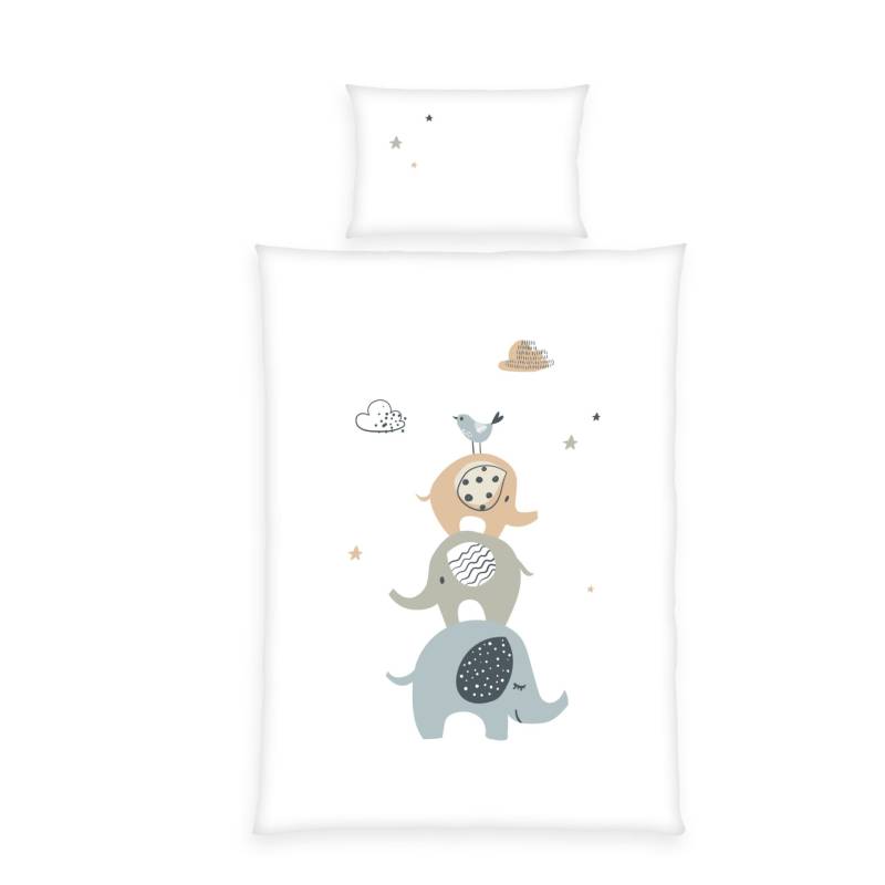Herding Baby ELEPHANTS - Renforcé Bettwäsche mit Wendemotiv, 100% Baumwolle, 100 x 135 cm
