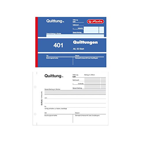 Herlitz Quittungsblock 401, A6 quer, 50 Blatt (10er Vorteilspack) von Herlitz