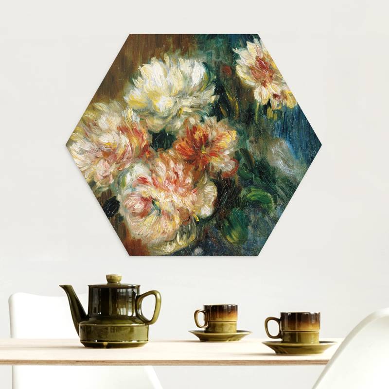 Hexagon-Alu-Dibond Bild Auguste Renoir - Vase Pfingstrosen