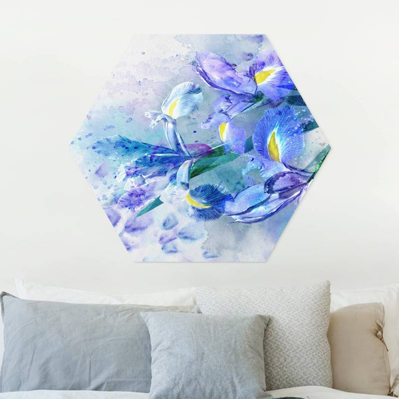 Hexagon-Forexbild Aquarell Blumen Iris