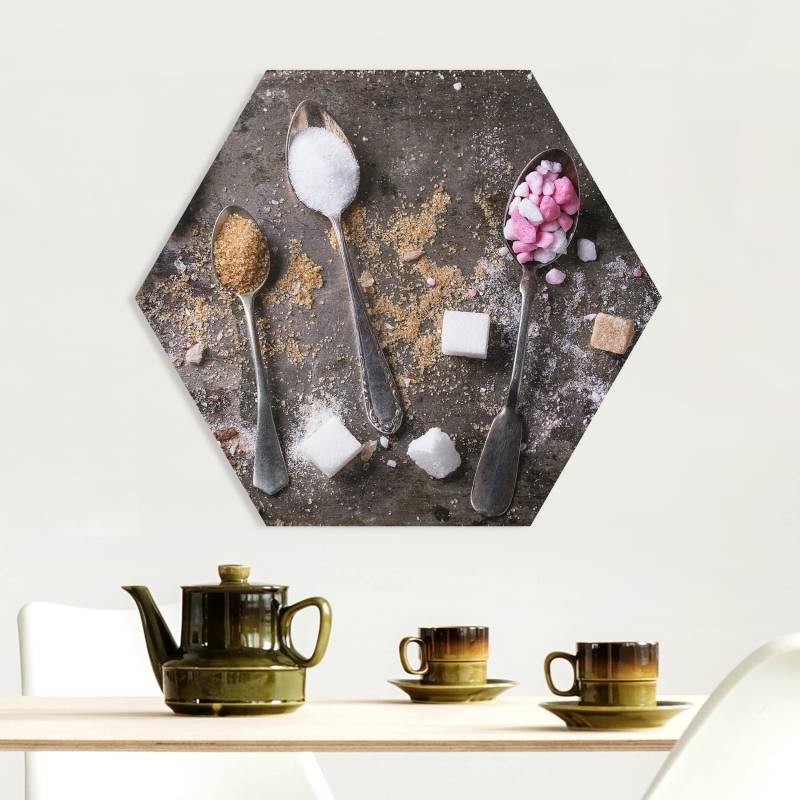 Hexagon-Forexbild Vintage Löffel mit Zucker