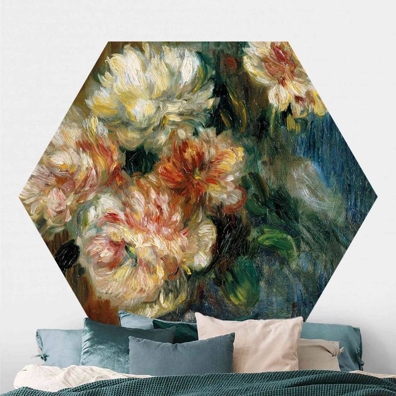 Hexagon Fototapete selbstklebend Auguste Renoir - Vase Pfingstrosen