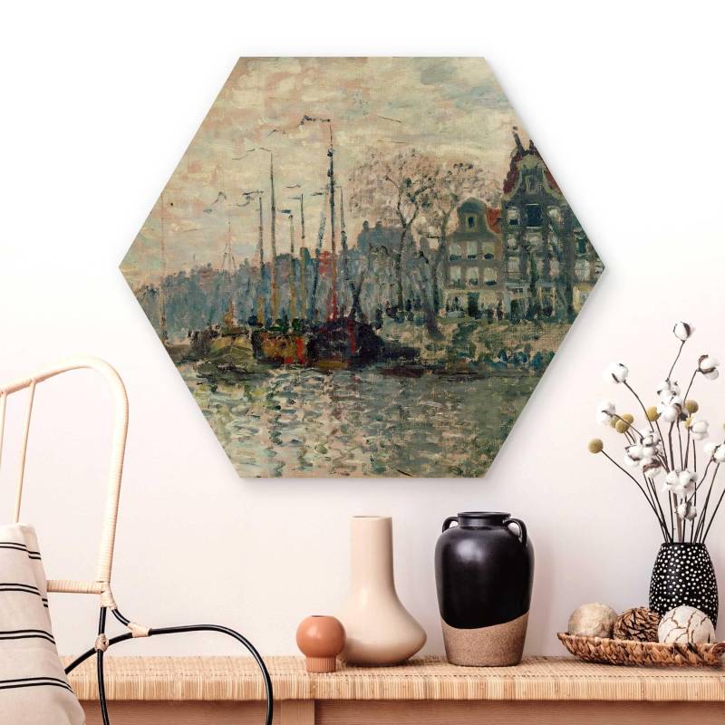 Hexagon-Holzbild Claude Monet - Kromme Waal Amsterdam