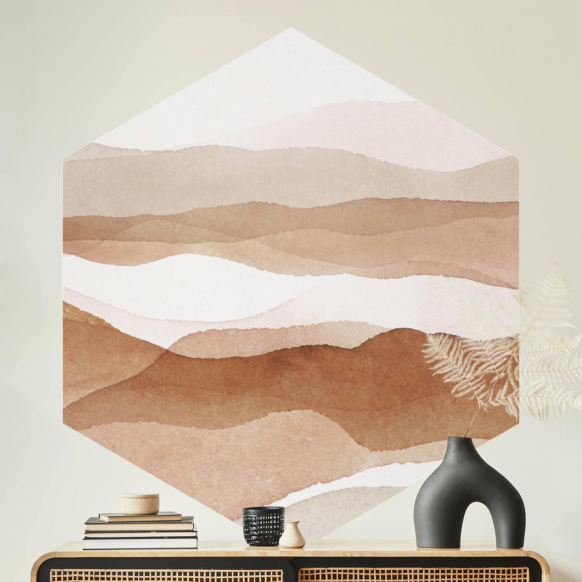 Hexagon Mustertapete Aquarell Landschaft Sandberge