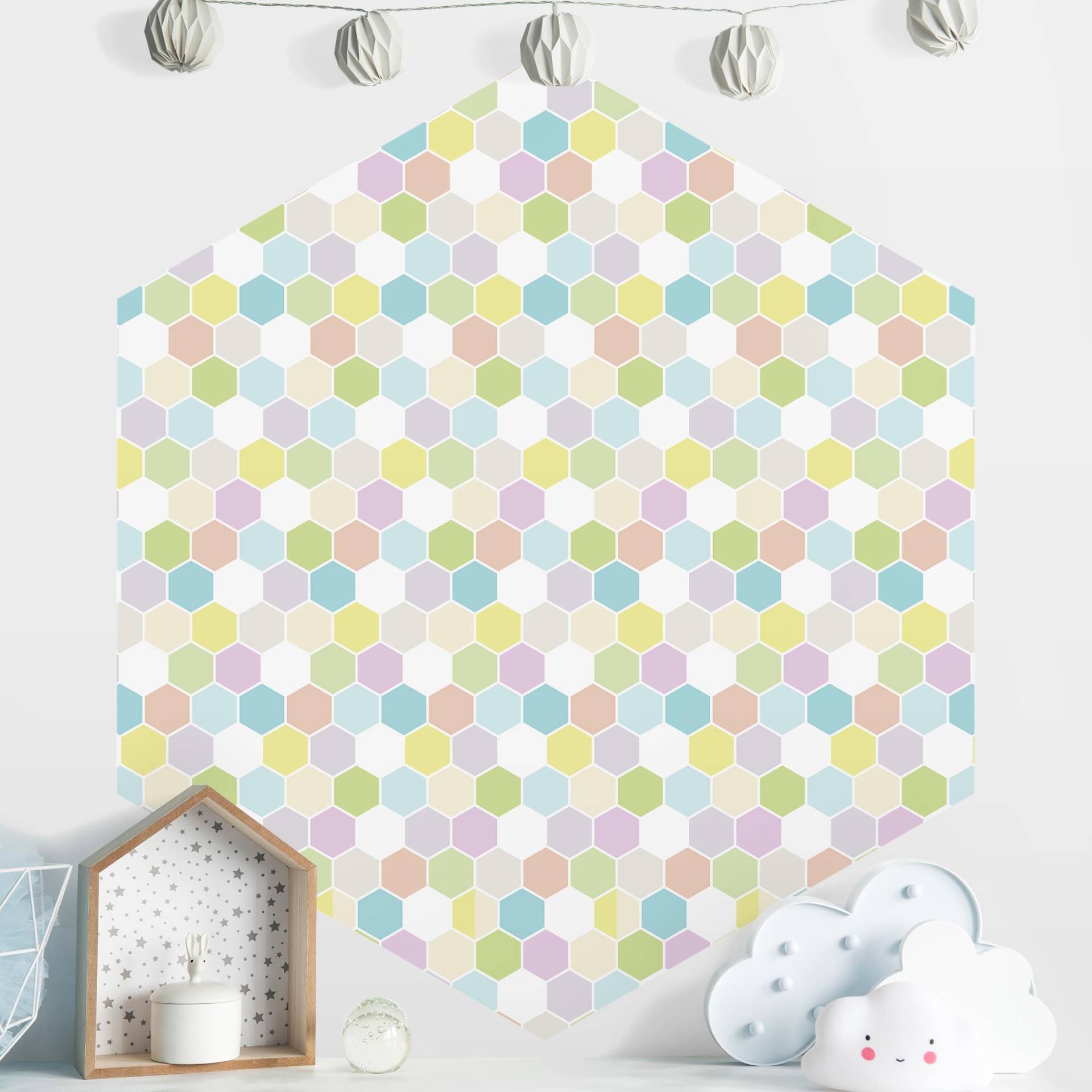 Hexagon Mustertapete selbstklebend No.YK52 Sechseck Pastell Hexagon Mustertapete selbstklebend No.YK52 Sechseck Pastell