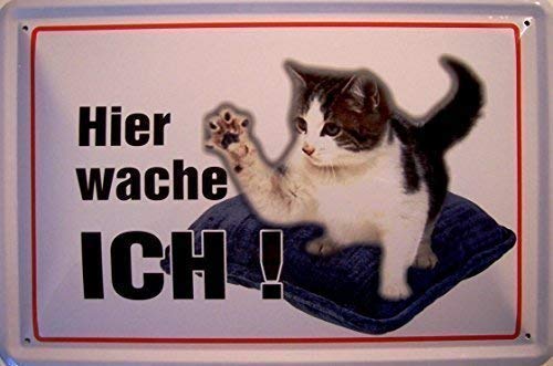 Nostalgische Welten Andreas Schmidt Hier wache ICH ! kleine Katze 1 Blechschild Schild Blech Metall Metal Tin Sign 20 x 30 cm von Nostalgische Welten Andreas Schmidt