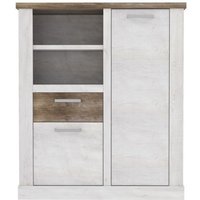 Highboard 2-trg 1 Schubkasten Duro von Forte Pinia Weiß / Eiche Antik