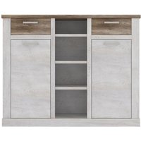 Highboard 2-trg 2 Schubladen Duro von Forte Pinia Weiß / Eiche Antik