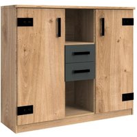 Highboard 2-türig, 2 Schubladen LIVERPOOL von Wimex Plankeneiche NB / Graphit