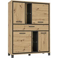 Highboard 4-trg TRONDHEIM von Forte Artisan Eiche / Schwarz Eiche