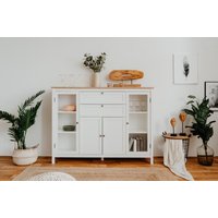 Highboard BERGEN 52 von Finori Weiß / Artisan Oak