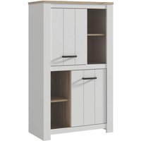 Highboard ELARA von Forte Weiß matt / Bianco Eiche