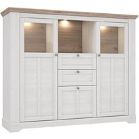 Highboard ILOPPA 3-türig inkl. Beleuchtung von Forte Schneeeiche / Nelson Eiche