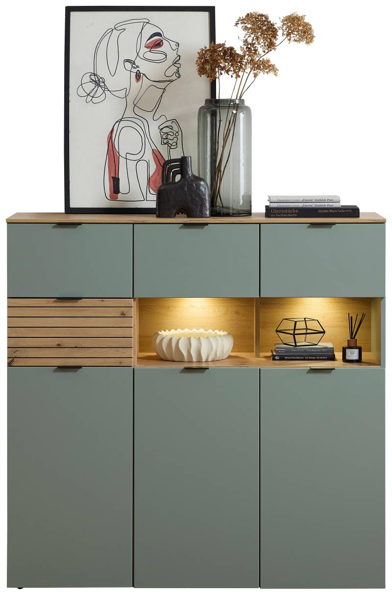 Highboard Memphis Grün/Eiche Artisan