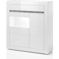 Highboard im modernen Design COGO-61 weiß Hochglanz inkl. LED und mit Griffmulden BxHxT: 100x112x35cm