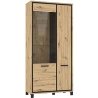 Highboardvitrine 101cm TRONDHEIM von Forte Artisan Eiche / Schwarz Eiche