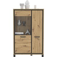 Highboardvitrine L TRONDHEIM von Forte Artisan Eiche / Schwarz Eiche